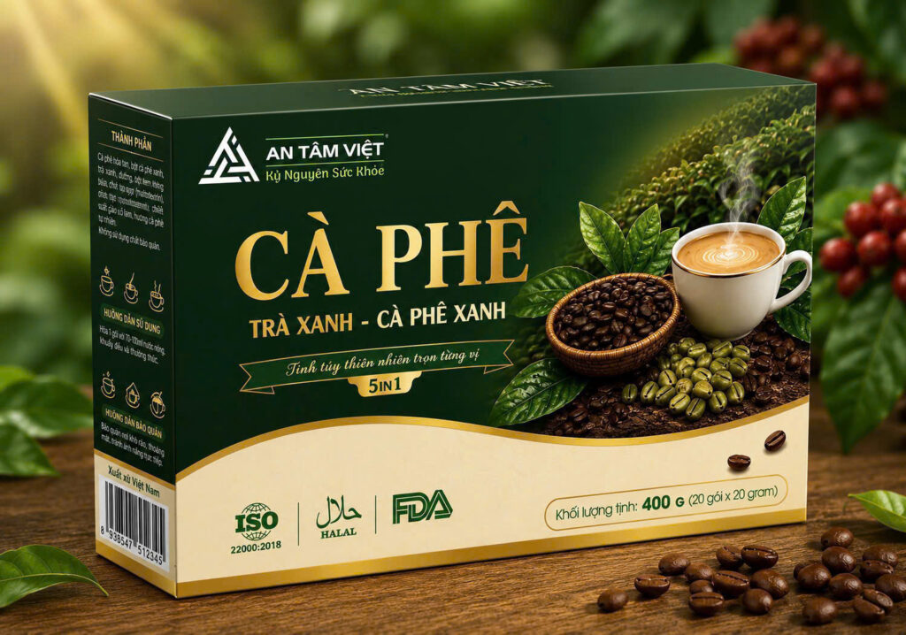 CÀ PHÊ XANH - TRÀ XANH 5 IN 1 THƯƠNG HIỆU AN TÂM VIỆT
